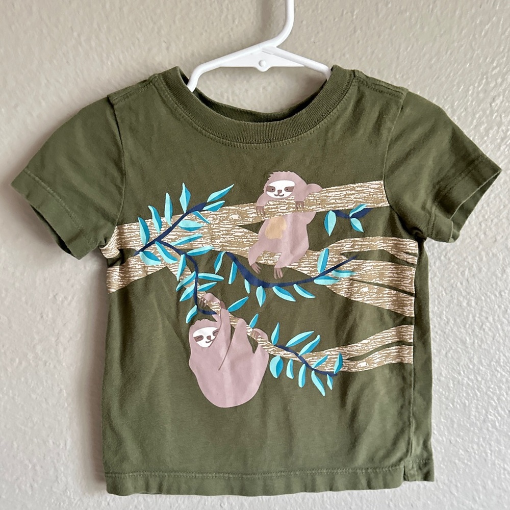 Hanna Andersson size 2T toddler boys girls 100% cotton short sleeve sloths shirt